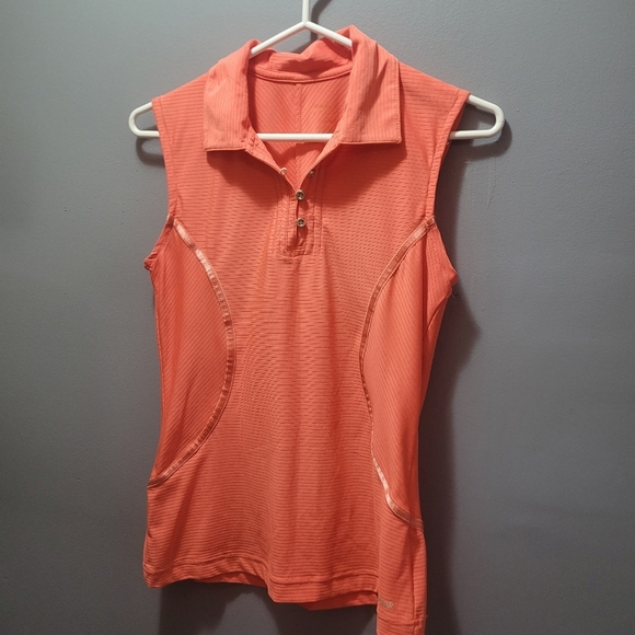 Reebok Orange Sleeveless Polo Top M - Picture 2 of 5